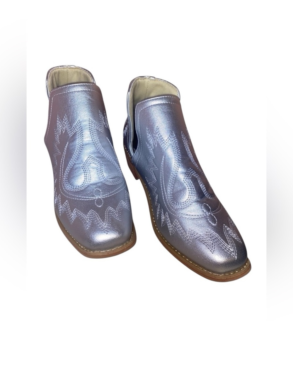WESTERN BOOTIES (No brand name) in Silver and Tan Size 37(EU) 7(US)